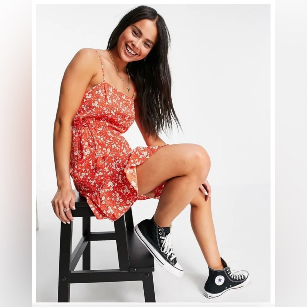 BNWOT Topshop Strappy Wrap Mini Dress, Red US 4